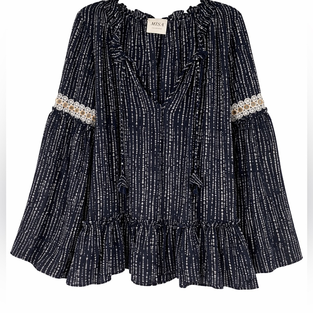 Misa Los Angeles Peasant Blouse with Embroidery
